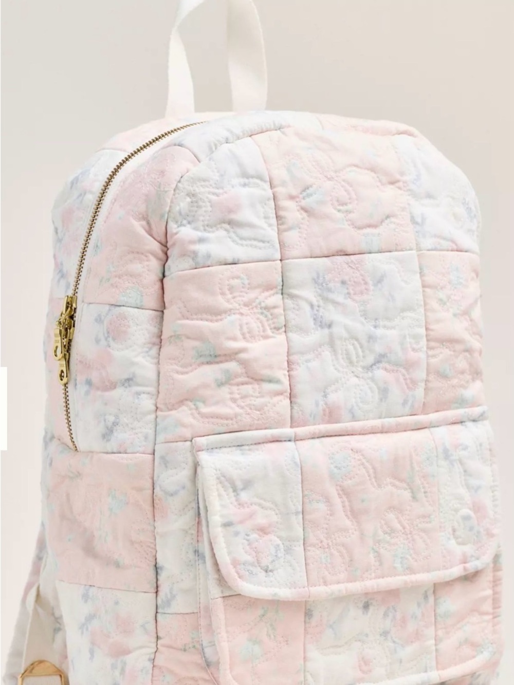 LoveShackFancy x Anthropologie Quilted Soft Pink Floral Backpack